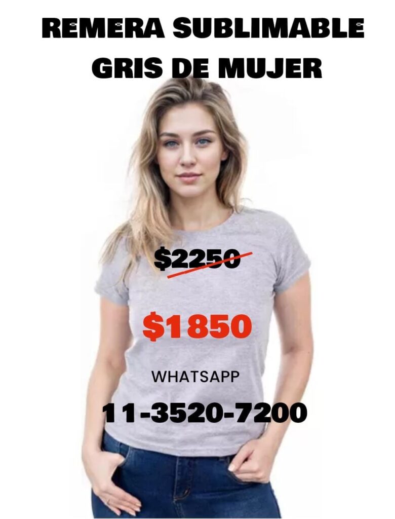 Remera para sublimar Gris Dama